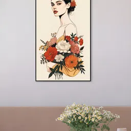 nestroots Beige & Orange Graceful Bouquet Elegance Canvas Painting Wall Art-picture-37