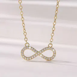 DIVASTRI Rose Gold-Plated Cubic Zirconia Studded Contemporary Pendants With Chain-picture-40