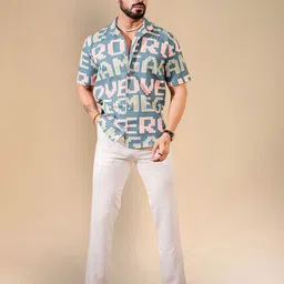 Moda Rapido Typography Printed Cuban Collar Casual Shirt image 5