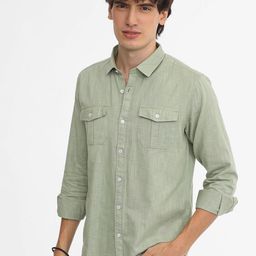Campus Sutra Men Comfort Spread Collar Solid Cotton Casual Shirt-picture-34