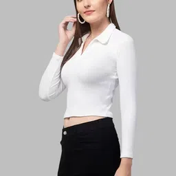 Maheshvi Women Ribbed Shirt Collar Long Sleeves Top-picture-25