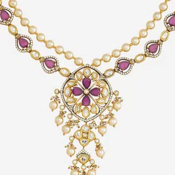 Kushal's Fashion Jewellery Victorian-Plated Kundan Studded & Beaded Jewellery Set image 2