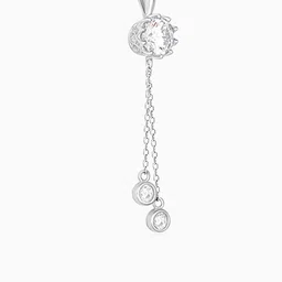 GIVA Silver-Toned Sterling Silver Rhodium-Plated CZ Studded Necklace image 4