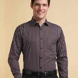 Allen Solly Men Slim Fit Spread Collar Vertical Striped Cotton Formal Shirt-image-74
