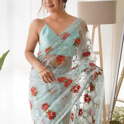 Mameraa Floral Embroidered Art Silk Designer Saree image 2