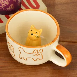 StyleMyWay White & Yellow Printed Ceramic Glossy Mugs Set of Cups and Mugs-image-34