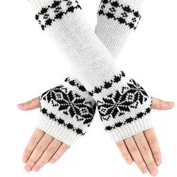 Bold N Elegant Women Patterned Acrylic Fingerless Knitted Gloves-picture-18