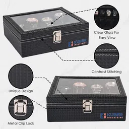 Kuber Industries Set Of 2 Premium Faux Leather 8 Slots Wrist Watch Organiser Box image 3