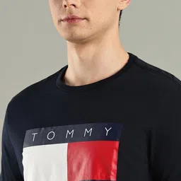Tommy Hilfiger Brand Logo Printed Round Neck Short Sleeves Cotton Casual T-Shirt image 3
