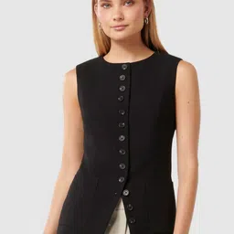 Forever New Woven Round Neck Waistcoat-picture-11