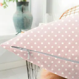CASABLEU Pink & White 2 Pieces Star Printed Square Cushion Covers image 3