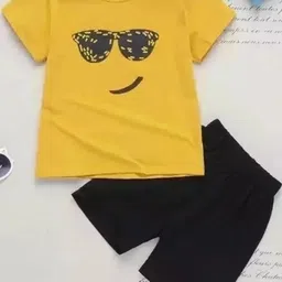 MUSNAH GARMENTS Kids-Unisex Yellow Pure Cotton Clothing Set-picture-20