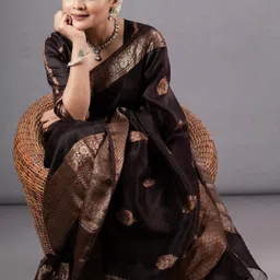 CANIZZARO Woven Design Zari Silk Blend Handloom Banarasi Saree image 5