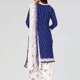 attigo Unstitched Printed Cotton Blend Kurta & Patiyala Dress Material with Dupatta image 3