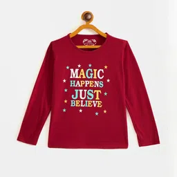 Fort Divine Girls Red Printed Round Neck Long Sleeves Cotton T-shirt-picture-12