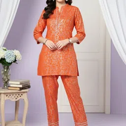 DUMMY SHAPE Women Ethnic Motifs Printed Regular Thread Work Kurta with Trousers-picture-57