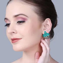 OPUS GEMS Artificial Stones Studded Contemporary Drop Earrings image 4