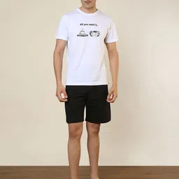 SleepZ by Raymond Printed Pure Cotton Round Neck T-Shirt & Shorts Night Suit-picture-36