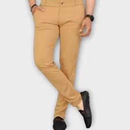 trending stellalifestyle Men Slim Fit Gold Lycra Blend Trousers-picture-13