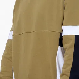 Celio Men Olive Green & White Colourblocked Sweatshirt image 2