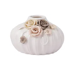 TAYHAA White & Beige Textured Ceramic Serene Vase image 2