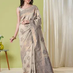 HERE&NOW Woven Design Zari Silk Blend Banarasi Saree-picture-10