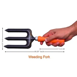 Go Hooked Orange & Black Set of 3 Gardening Hand Cultivator Trowel & Weeding Fork image 2