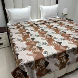 Pure Decor Brown & White Printed Pure Cotton 260 TC King SizeDuvetCover-image-94