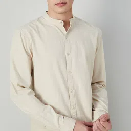 Fame Forever by Lifestyle Men Mandarin Collar Solid Cotton Slim Fit Casual Shirt-image-22