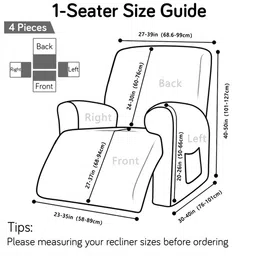 HOKIPO Grey Jacquard Recliner Cover With Arms image 4