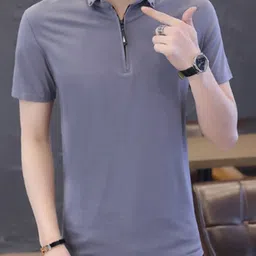 StyleCast Grey Polo Collar Cotton T-shirt-picture-28