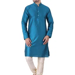 JEXI Men Regular Dupion Silk Kurta with Pyjamas-picture-12