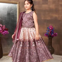 BAESD Girls Printed Ready to Wear Lehenga & Blouse With Dupatta image 4