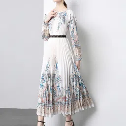 JC Collection Women Floral Printed Boat Neck Long Sleeve Maxi Dress image 4