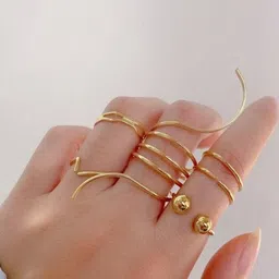 Tipsy closet Set of 5 Stainless Steel Gold Plated Stainless Steel Ring-picture-11