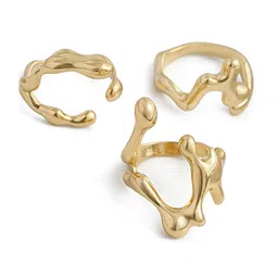 LULU & SKY Set Of 3 Gold-Plated Adjustable Finger Rings image 4