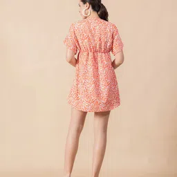 MASAMI Print Batwing Sleeve Kaftan Mini Dress image 2