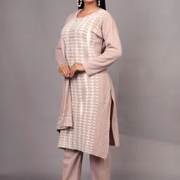 The Zigar Studio Woven Design Straight Kurta With Trousers & Dupatta image 5
