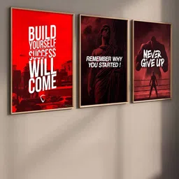 Kotart Red & Black 3 Pieces Bodybuilding Motivational Wooden Rectangle Wall Arts-picture-44