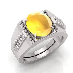 RRVGEM Unisex Yellow Sapphire 10.25 KT Gemstone Silver Plated Ring image 4
