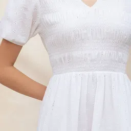ZUMMER Puff Sleeve Fit & Flare Midi Dress image 3