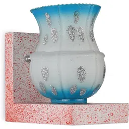 1ST TIME Blue & White Textured Wood Abstract Shaped Shaped Wall Lamp-picture-23