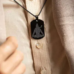 Mesmerize Men Stainless Steel Mahadev 108 Names Jyotirling MicroCarved Tag Pendant & Chain image 2