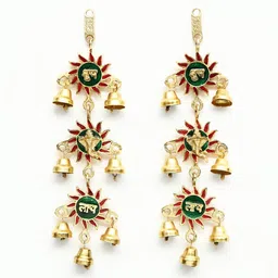 Golden Aluminium Shubh Labh Bell Hanging Bell - Set of 2 by Handicrafts Paradise image 3