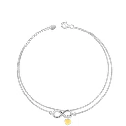 GIVA 925 Sterling Silver Rhodium-Plated Forever Heart Anklets image 5