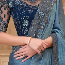 all about you Embellished Bollywood Satin Saree image 4