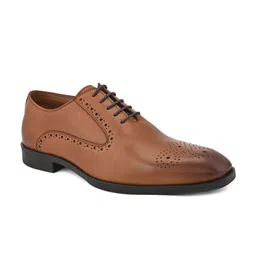 House of Pataudi Men Genuine Leather Perforated Formal Brogues image 4