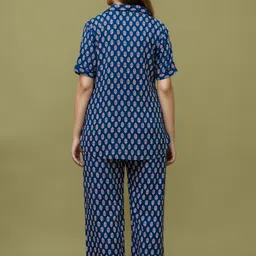 trinabh Women Shirt & Pyjama set Blue Printed image 2