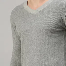 Zoiro Ribbed V-Neck Long Sleeves Thermal Tops image 2