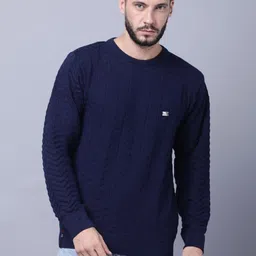 ad & av Men Woven Round Neck Blue Sweater-picture-18